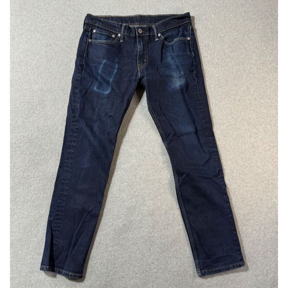 Levis Jeans Mens 32x32 Blue Solid Straight American Workwear Slim Dark Wash - Picture 1 of 11